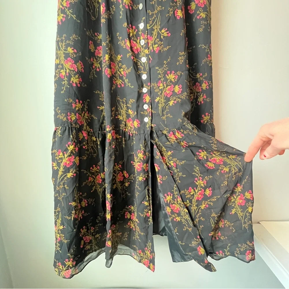 Vintage Laura Ashley Silk Floral Spaghetti Strap Tiered Maxi Dress - Picture 6 of 11